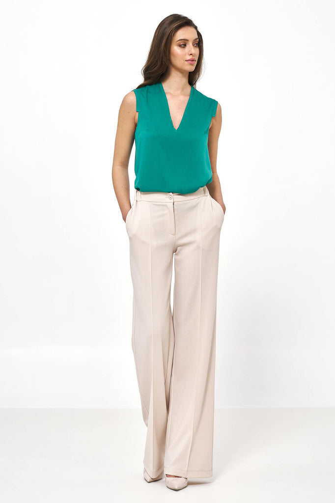 Pantalon ample beige Raffinement et Confort