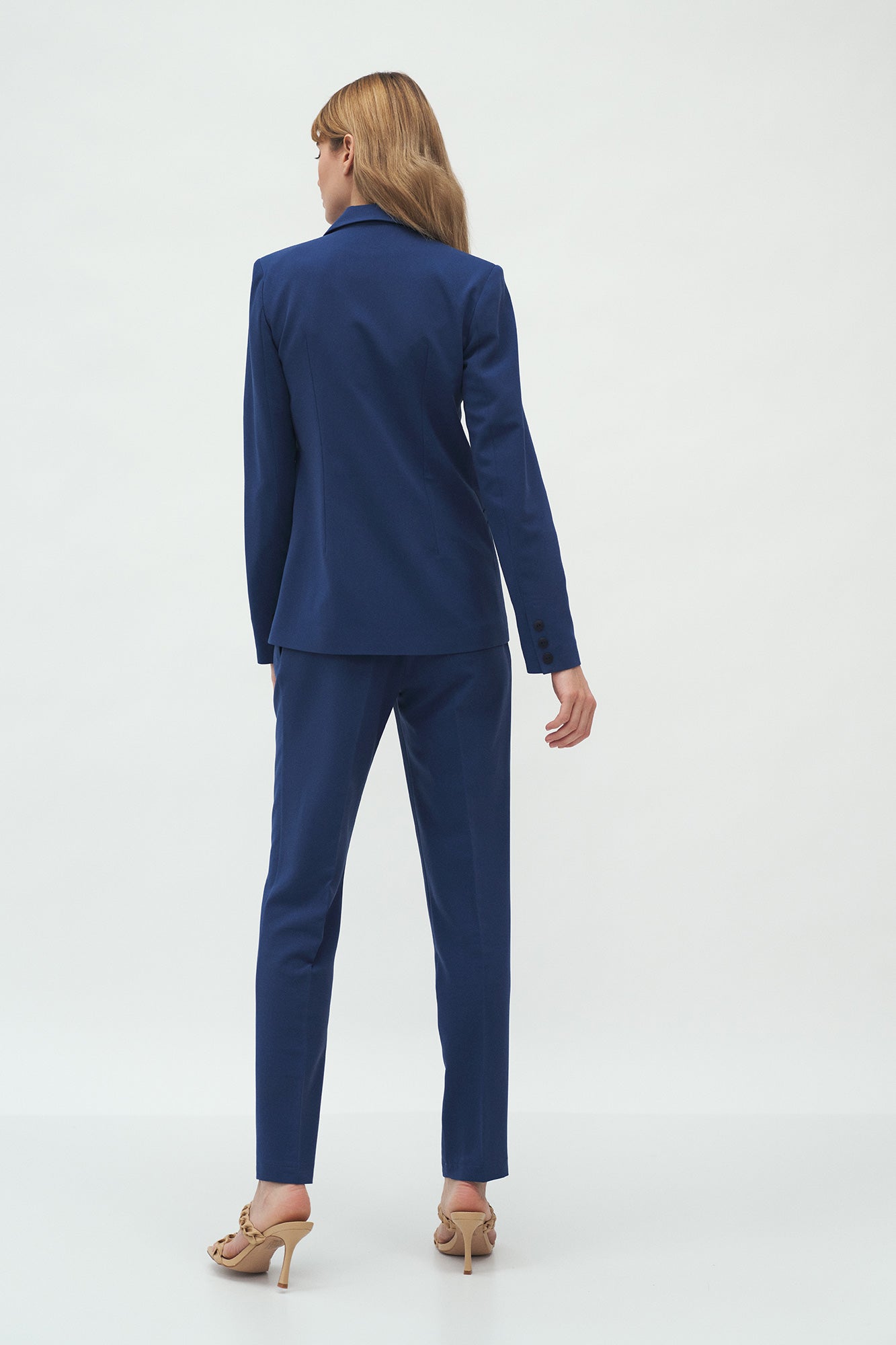 Le tailleur femme veste pantalon large bleu azur Illusion - My