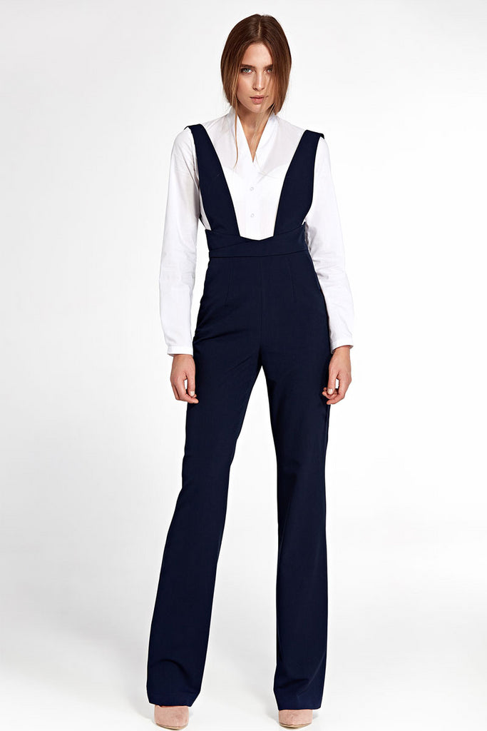 Combi-pantlon bleu marine, à larges bretelles